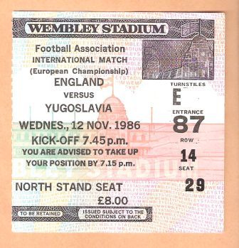ENGLAND v YUGOSLAVIA