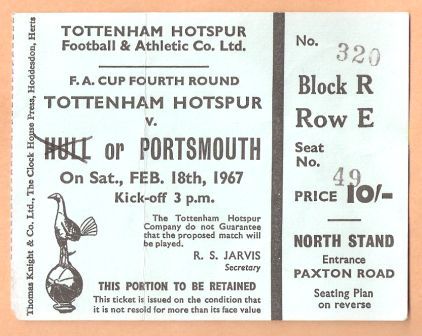 Tottenham v Portsmouth. Round 4 Ticket.