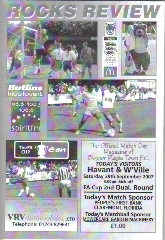 (1)2nd Qualifying Round Away to Bognor Regis Town