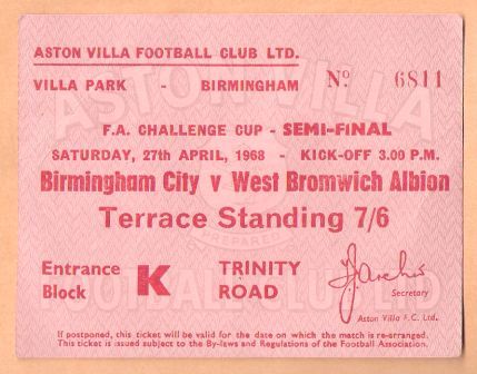 West Brom V Birmingham Semi-ticket