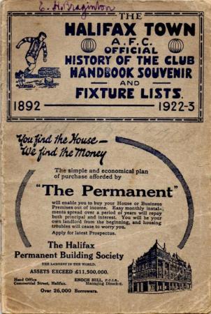 1922/23 Halifax Town Souvenir Handbook & History Of The Club