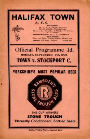 1938/39 Halifax Town V Stockport County