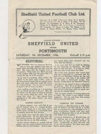 Sheff Utd  7/12/1946 Inside Page