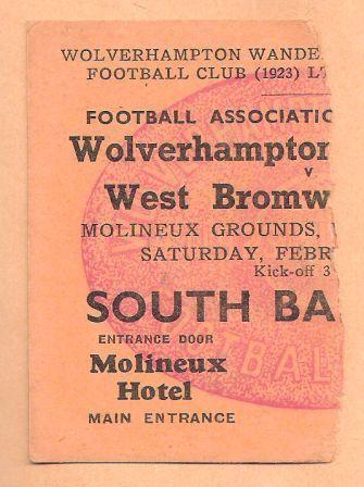 Wolves v West Brom. Round 6 1949.