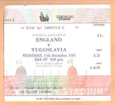 ENGLAND v YUGOSLAVIA