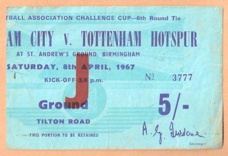 Birmingham v Tottenham. Round 6 Ticket.