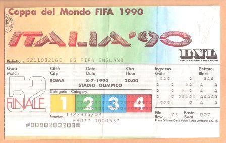 1990 WORLD CUP FINAL. WEST GERMANY v ARGENTINA.