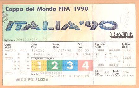 WEST GERMANY v ENGLAND. Semi Final.