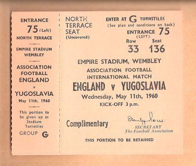 ENGLAND v YUGOSLAVIA