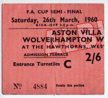 Wolves V Aston Villa Semi-final-ticket