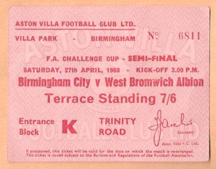 West Brom V Birmingham Semi-ticket