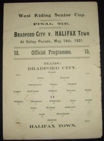 1920/21 Bradford City V Halifax Town Wrsc Final
