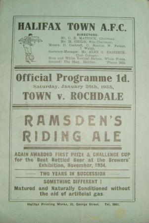 1934/35 Halifax Town V Rochdale