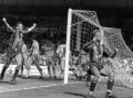 Supa Alan Pardew celebrates his extra-time winner in the famous FA Cup semi final at Villa Park. Palace won 4-3 just months after a humiliating 9-0 defeat at Anfield. Liverpool haven't been league champions since the end of that season.