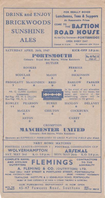 1946/47 H V Man Utd
