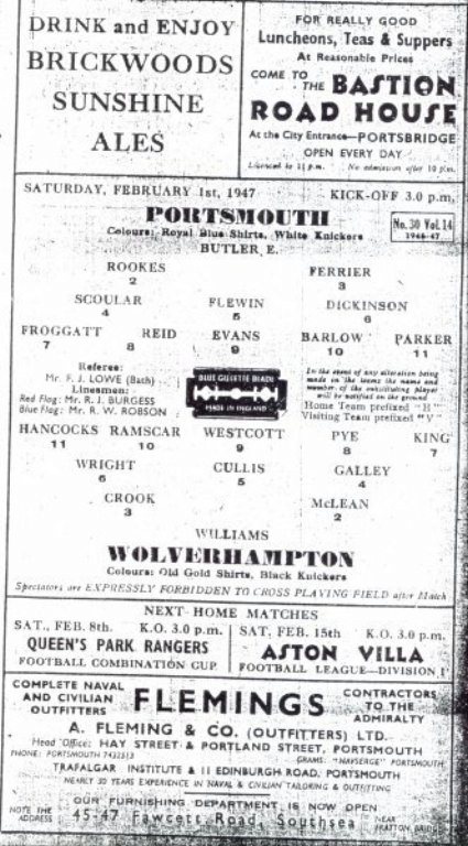 Wolves (home) 1/2/1947