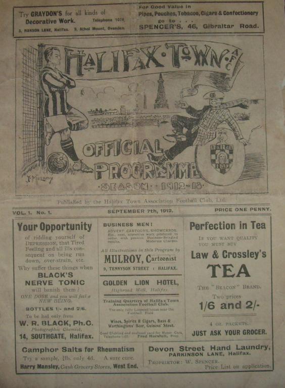 1912/13 Halifax Town V Doncaster Rovers