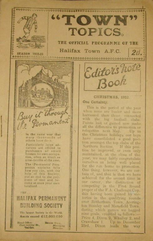 1922/23 Halifax Town V Nelson