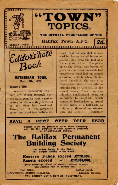 1922/23 Halifax Town V Rotherham Town Fa Cup