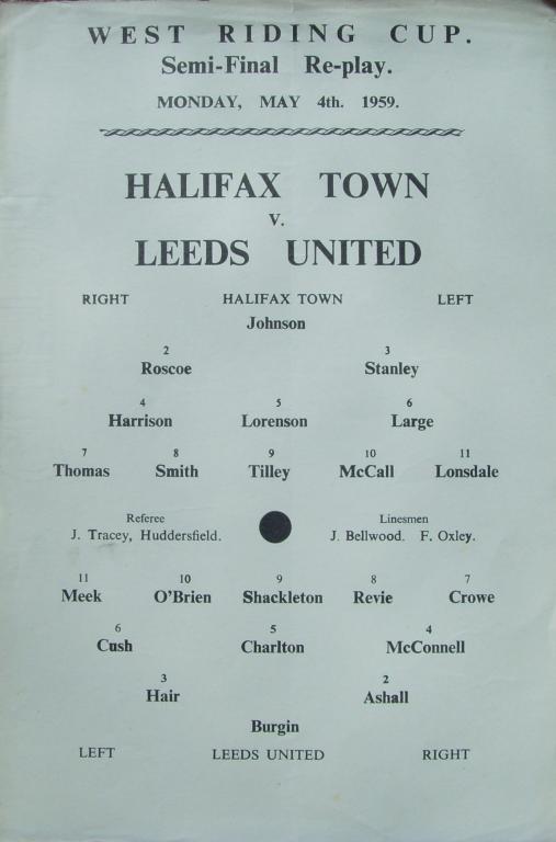 1959 Wrsc Semi Final Replay Halifax Town V Leeds United