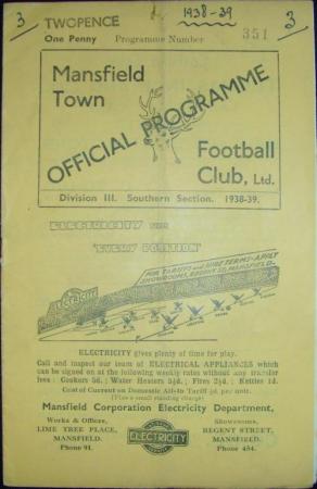 1938/39 Mansfield Town V Halifax Fa Cup 1st Round Replay