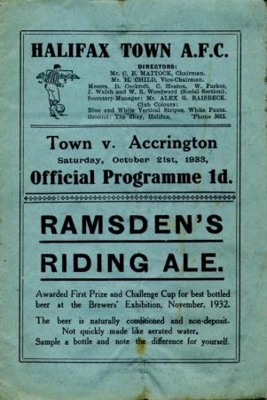 1933/34 Halifax Town V Accrington Stanley