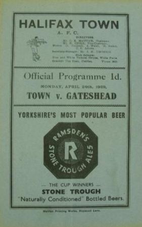 1938/39 Halifax Town V Gateshead