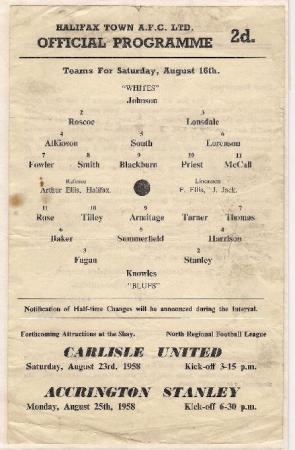 1958 Halifax Town Practice Match Whites V Blues