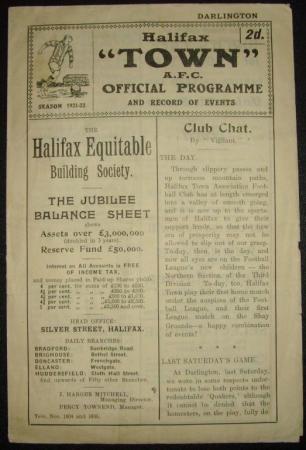 1921/22 Halifax Town V Darlington