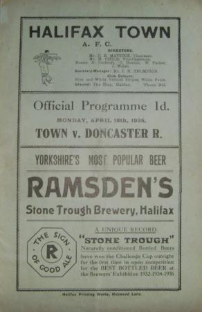 1937/38 Halifax Town V Doncaster Rovers