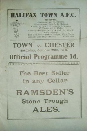 1932/33 Halifax Town V Chester City
