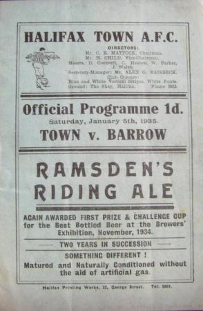 1934/35 Halifax Town V Barrow