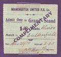 1913-1914 Match Ticket for Manchester United v Huddersfield Town